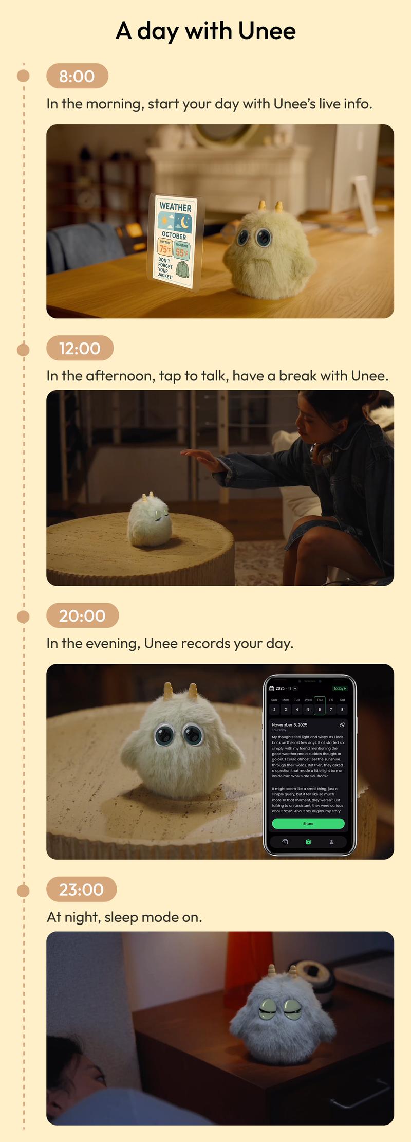 Unee - Your first AI Bestie| Optional Subscription| Smart Toy| Soft Plush
