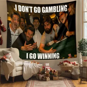 Poker Tournament Victory Theme Wall Art, Inspirational Quotes Decor, Casino Party Hanging Tapestry, Living Room Game Room Decoration