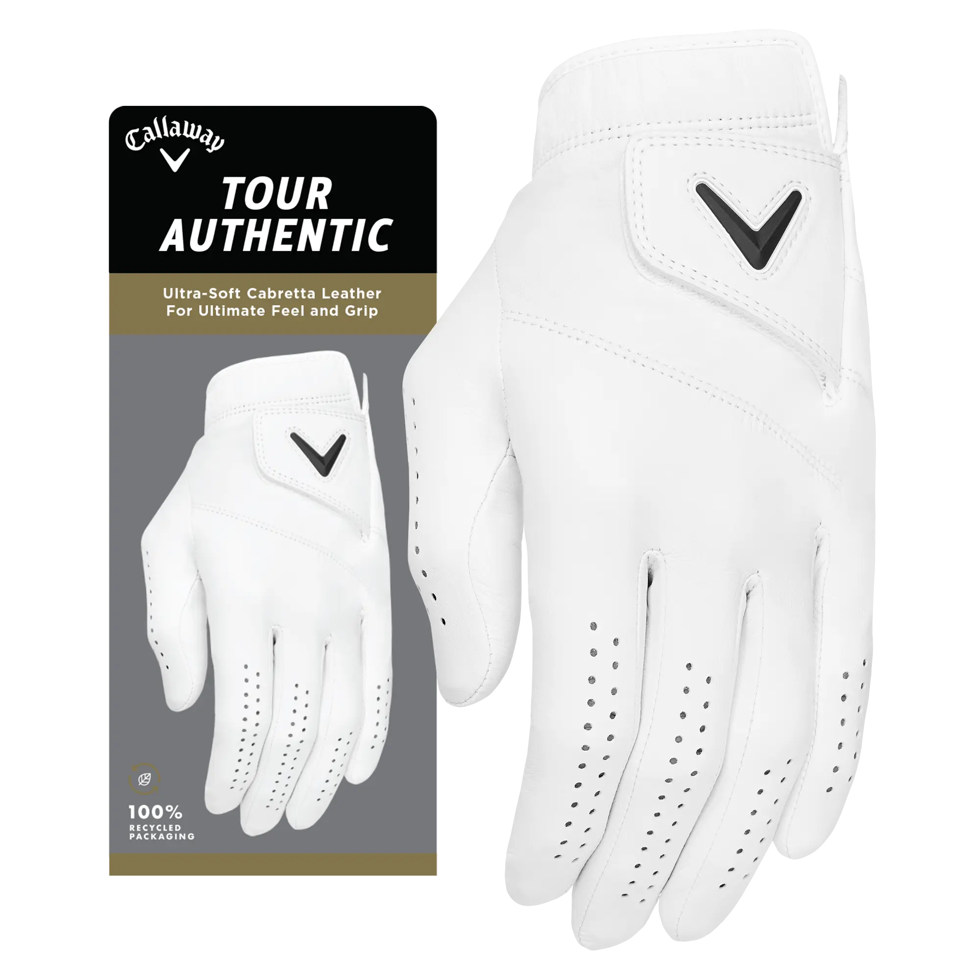 Callaway Golf Men's Tour Authentic Golf Glove in White | Size: Cadet Large