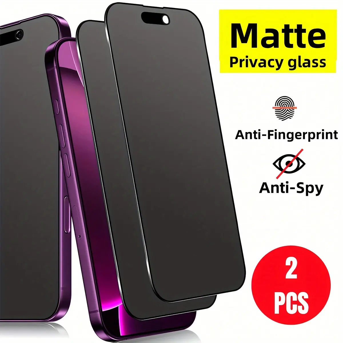 Matte Privacy Tempered Glass Screen Protector for iPhone 16 Pro Max/16 Pro/16 Plus/16/16E/15 Pro Max, 9H Hardness, Anti-Fingerprint, Anti-Spy, Full Coverage, Case-Compatible Mobile Phone Accessory, Privacy Screen Protector, Screen Protector Iphone