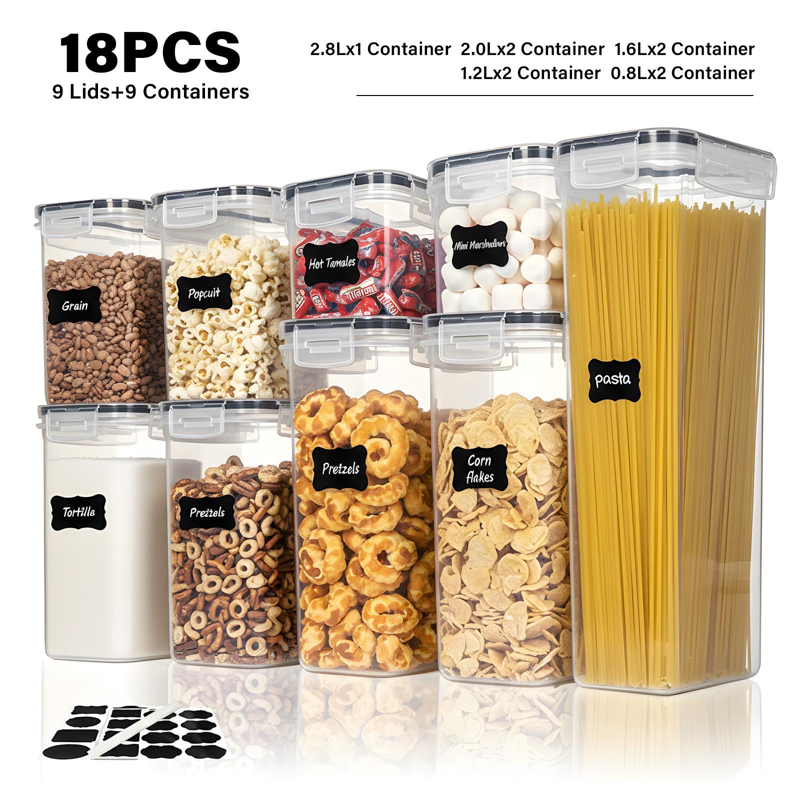 30/60 Airtight Food Storage Container Set (15/30 Lids & 15/30 Jars), BPA-Free Plastic Kitchenware for Storing Grains, Flour, and Sugar, Ideal Pantry Kitchen Organization Tool, Reusable Labels & Marker, Ason Jars