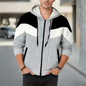 Men's Colorblock Hooded Sweatshirt Zip Casual Jacket
