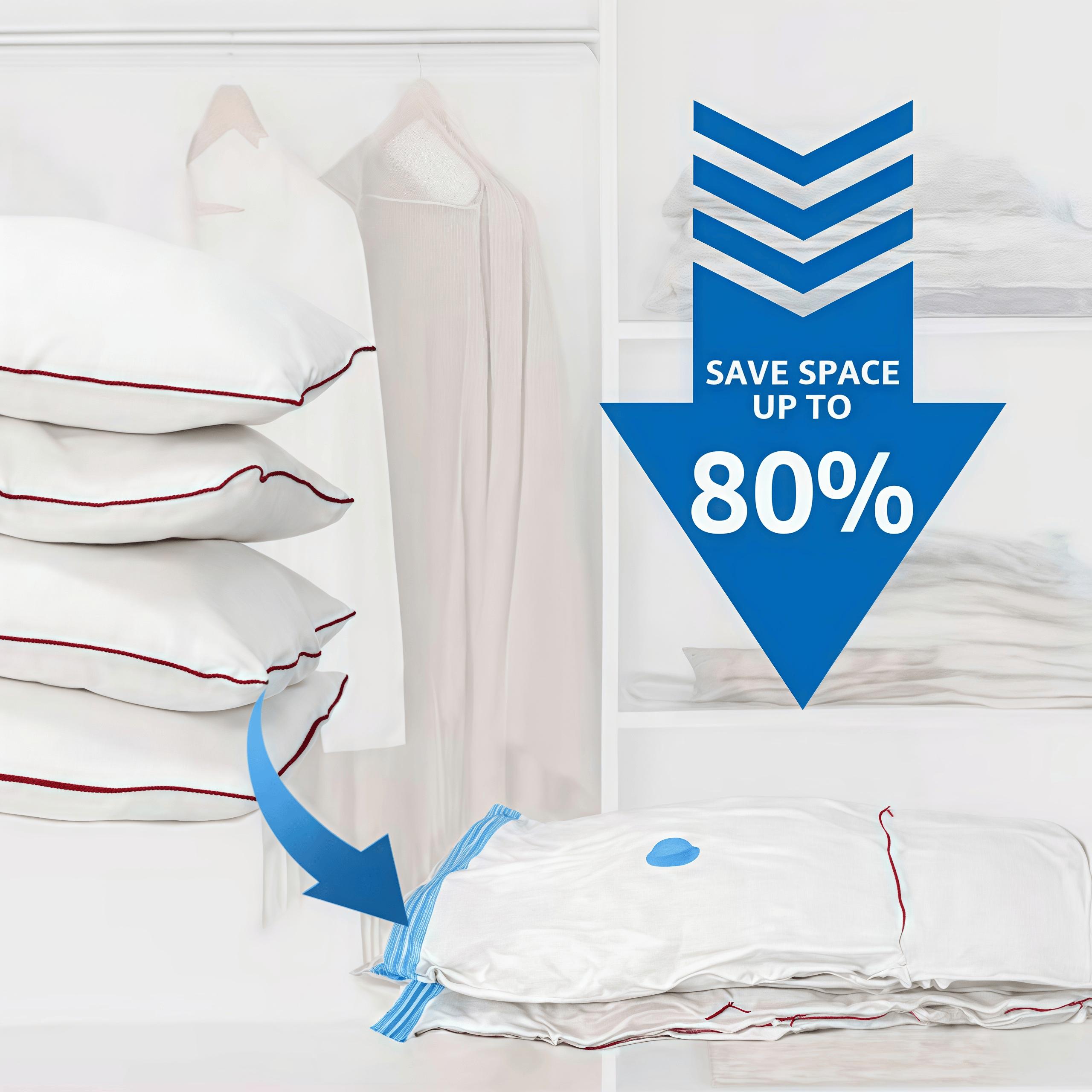 Larger & Thicker 12 Pack Vacuum Storage Bags with Electric Pump 5 Layer Thick Reusable Odor Free Space Saver for Clothes Mattress Blanket Duvets Pillows Comforters Travel Thickened PP Plastic Organizer Sample Bag Bedding Compression Room Tool