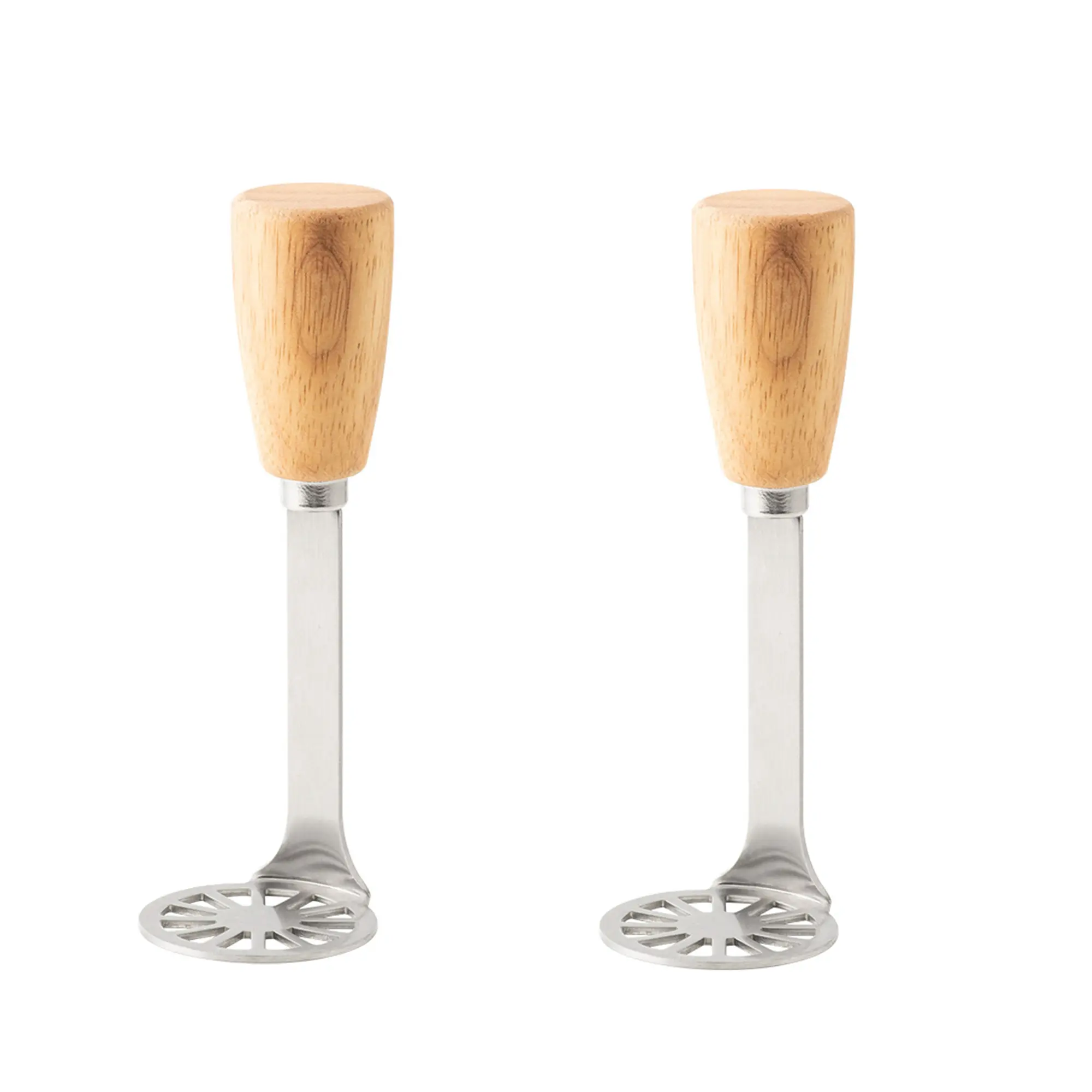 2 Counts Mini Potato Masher, works for mashing various vegetables, wood handle