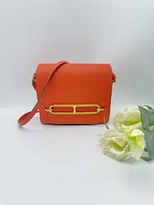 Pre-owned HERMÈS Roulis Feu Orange Epsom Leather Crossbody with Detachable Slim Strap & Polished Gold Hardware | TikTokMadeMeBuyIt Luxury Bag