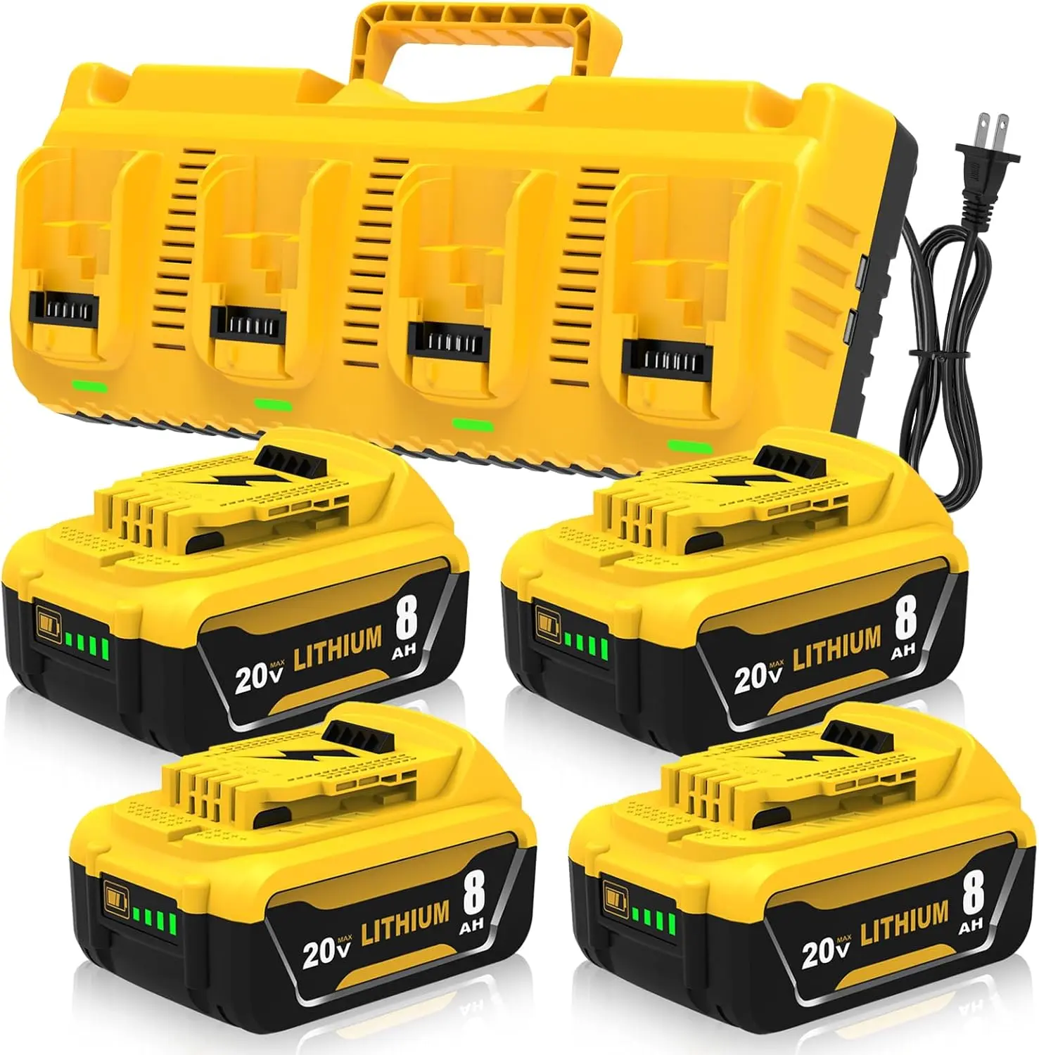 Lithium-Ion 8.0Ah 8000mAh Cordless Tool Battery & Charger Combo, Upgraded Compatible Replacement Battery for DeWalt 20V MAX DCB206 Fit Models, Power Tool Accessories