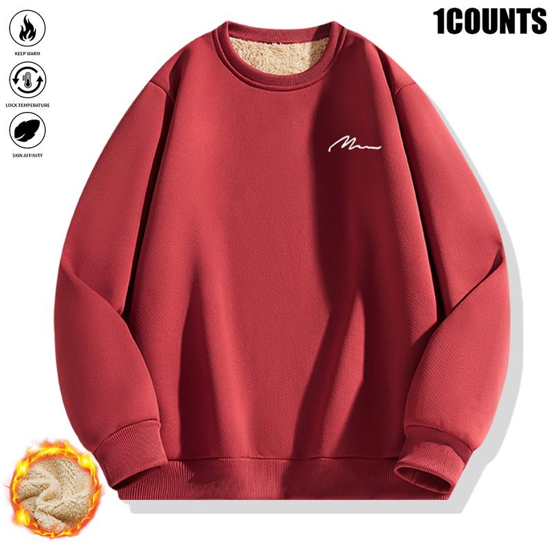 Men's Fleece Crewneck Sweatshirt Pack - Warm & Cozy Casual Sportswear for Fall/Winter - Available in Various Colors - Knit Fabric for Comfortable Softness - Suitable for Outdoor Activities like Hiking, Climbing, Fitness, etc.