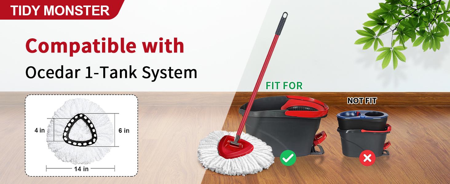 For O-cedar Microfiber Spin Mop Heads Refills & Scrub Brush for O-Cedar Easywring Spin Mop 1 Tank System Scrub Replacement Deep Cleaning Pack