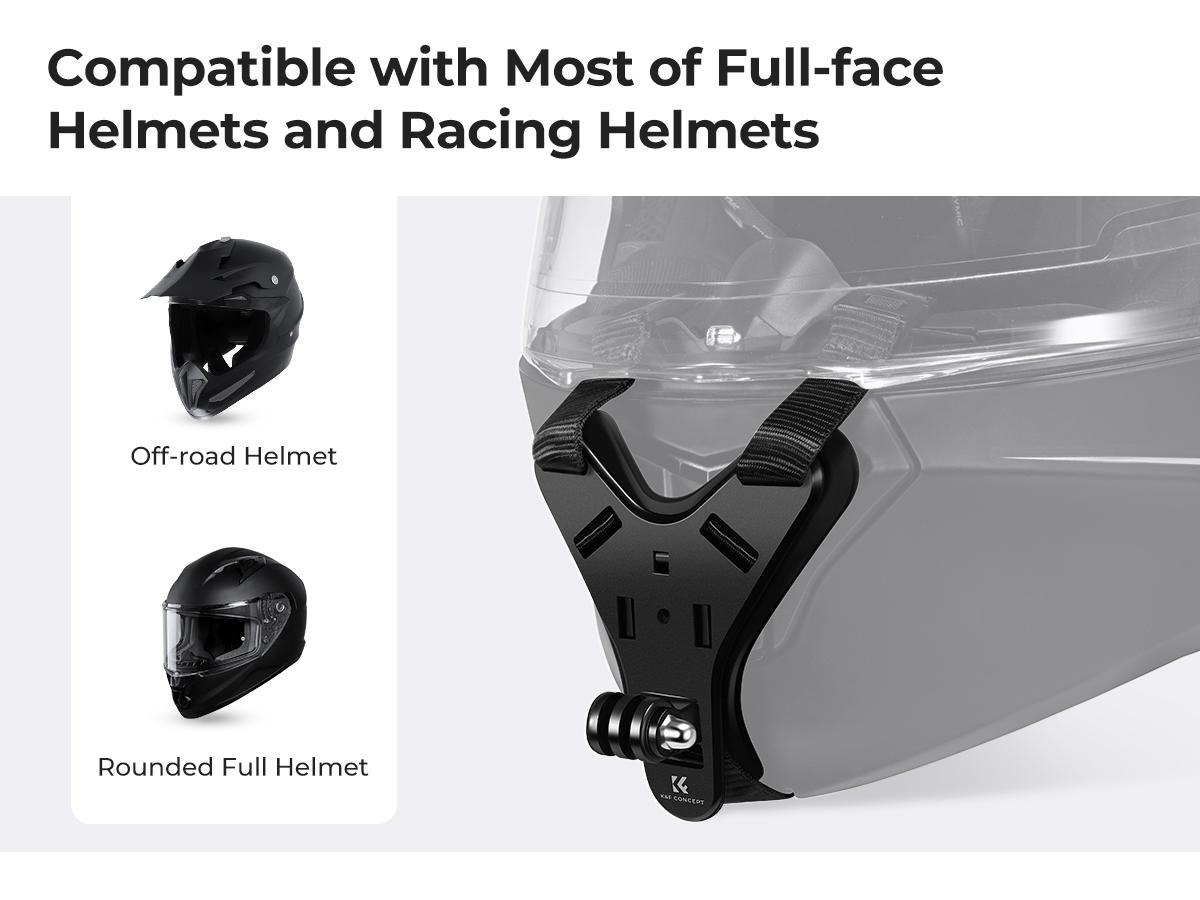 K&F Concept Upgrade Action Camera Motorcycle Dirt Bike Helmet Chin Strap Mount, Helmet Holder Mounting Attachment Compatible with GoPro Hero 13/12/11/10/9/8/DJI Osmo Action 5Pro/4/3/Insta360 X5/X4/X3