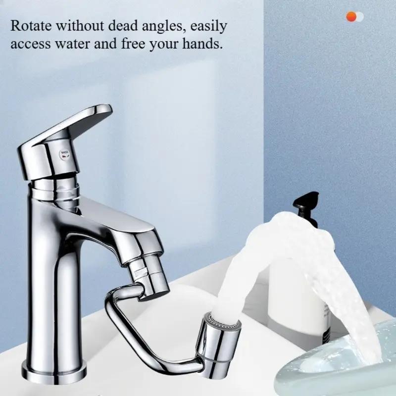 1440° Rotatable Faucet Aerator Extension – Dual Spray Modes Sink Attachment for Kitchen & Bathroom, Splash-Proof Faucet Extender for Toddlers Face Washing, Easy Install Tap Head Replacement