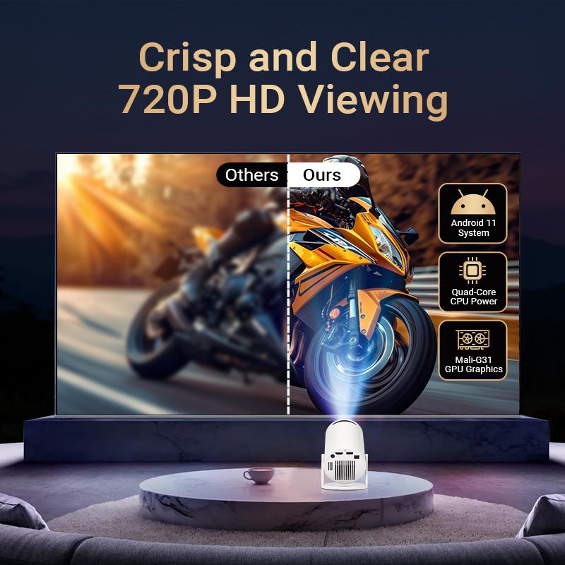 HY300Pro+ Outdoor Portable Projector Mini 4K Decoding Projector with 5G WiFi 6 & BT 5.0 720P Full HD 160 ANSI Lumens Portable Home Theater for Android Audio Bluetooth Game HY300Pro+ Outdoor Portable Projector Mini 4K Decoding Projector with 5G WiFi 6 & BT 5.0 720P Full HD 160 ANSI Lumens Portable Home Theater for Android Audio Bluetooth Game