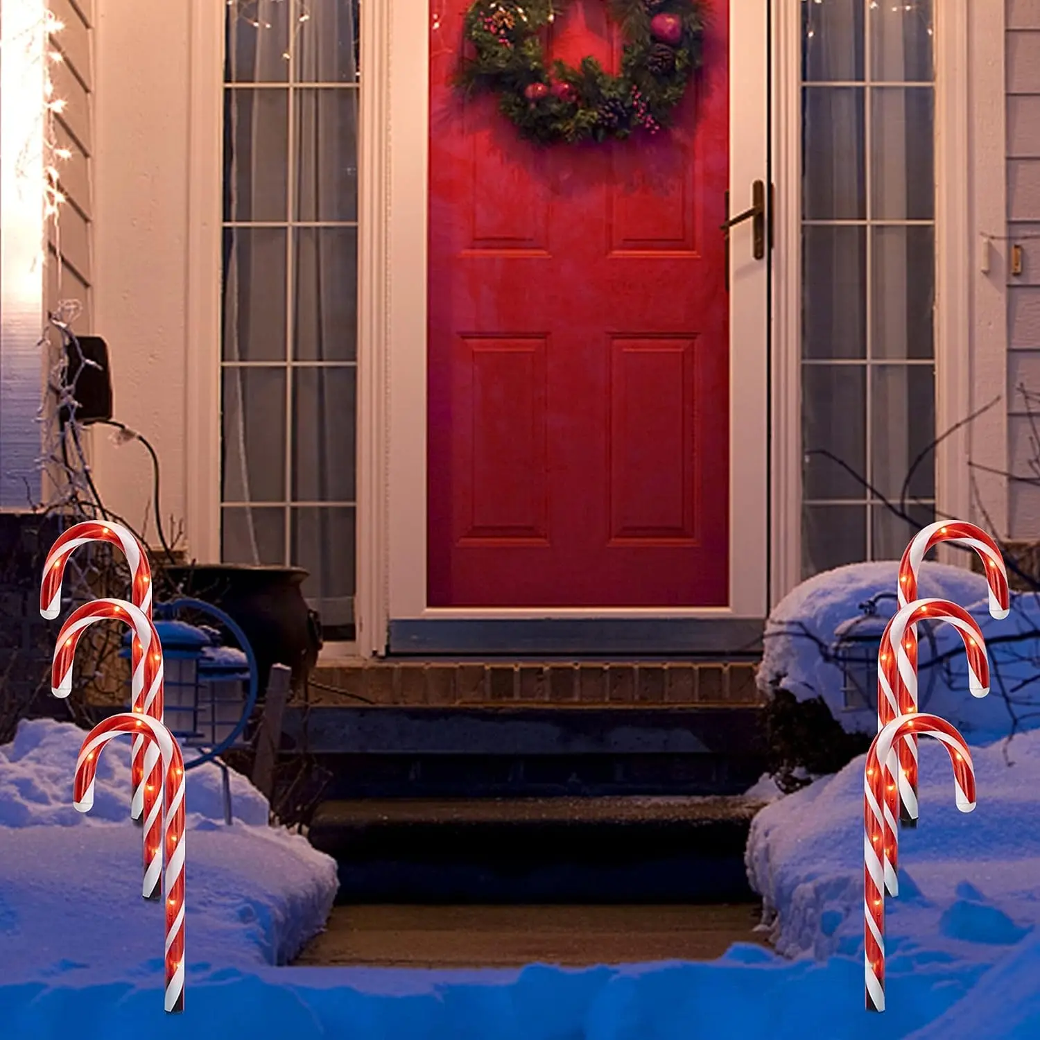10.6" Christmas Candy Cane Pathway Markers Lights, Set of 10 Connectable Christmas Walkway Stakes Lights with 60 Warm White Lights Decorations for Xmas Outdoor Indoor Yard Lawn Decor Chirstams Decoration Colorful