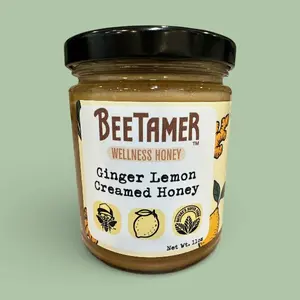 BeeTamer's Ginger Lemon – Raw Creamed Honey with Ginger Root and Lemon Powder 11oz Healthy