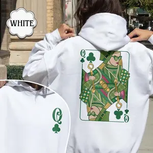 Queen Of Clubs Hoodie, St Patricks Day Cotton Shirt, Shamrock Shirts, Ireland Apparel