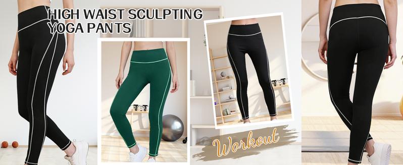 Mundoven Women's casual High Waisted Leggings Contrast Binding Letter Patched Workout Running Yoga Pants，Swim Pants with Pockets Long Swim Leggings High Waisted Swimming Pants