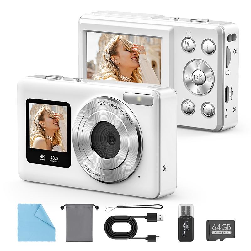 【Valentine's Day gift】HOTU Dual Screen Selfie Camera 4K Mini Y2K Pocket Camera 18X Digital Zoom Rear & Front Lens Rechargeable Type-C Fast Charging Easy Button Control Built-in Filters 64G Card Included Pink Memory Gadget for Kids Teens & Vlogging 【Valentine's Day gift】HOTU Dual Screen Selfie Camera 4K Mini Y2K Pocket Camera 18X Digital Zoom Rear & Front Lens Rechargeable Type-C Fast Charging Easy Button Control Built-in Filters 64G Card Included Pink Memory Gadget for Kids Teens & Vlogging