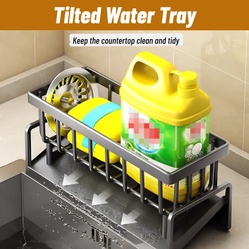Kitchen Sink Corner Sponge Drain Rack Sink Caddy ultitunctional Durable Cleaning Tool Organizer Storage RackDish Soap Dishdoth Brushes Holder for Kitchen & Bathroom