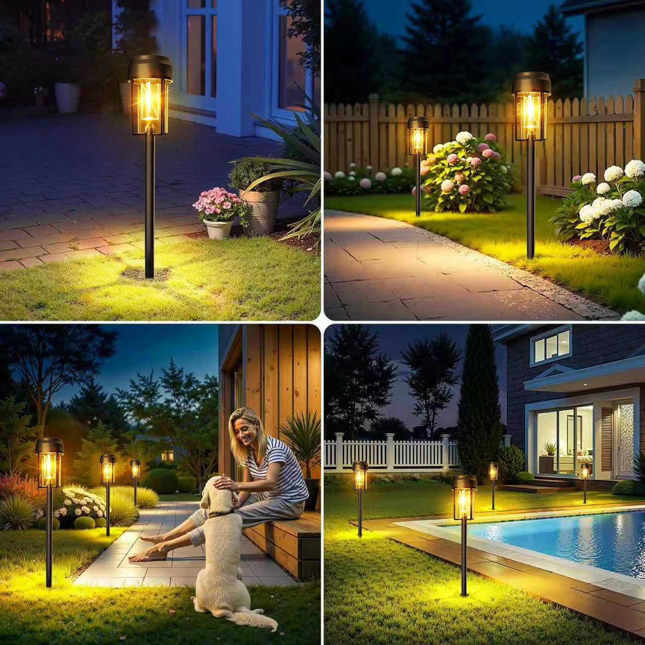 Nupostai Upgrade Solar Pathway Lights, Brighter Outdoor Garden Lights with Larger Solar Panel, Auto ON/OFF, 3000K Waterproof Outdoor Lights for Patio, Yard, Backyard, Landscape, Path, Walkway, Driveway, Sidewalk, Lawn, Halloween, Christmas Decoration