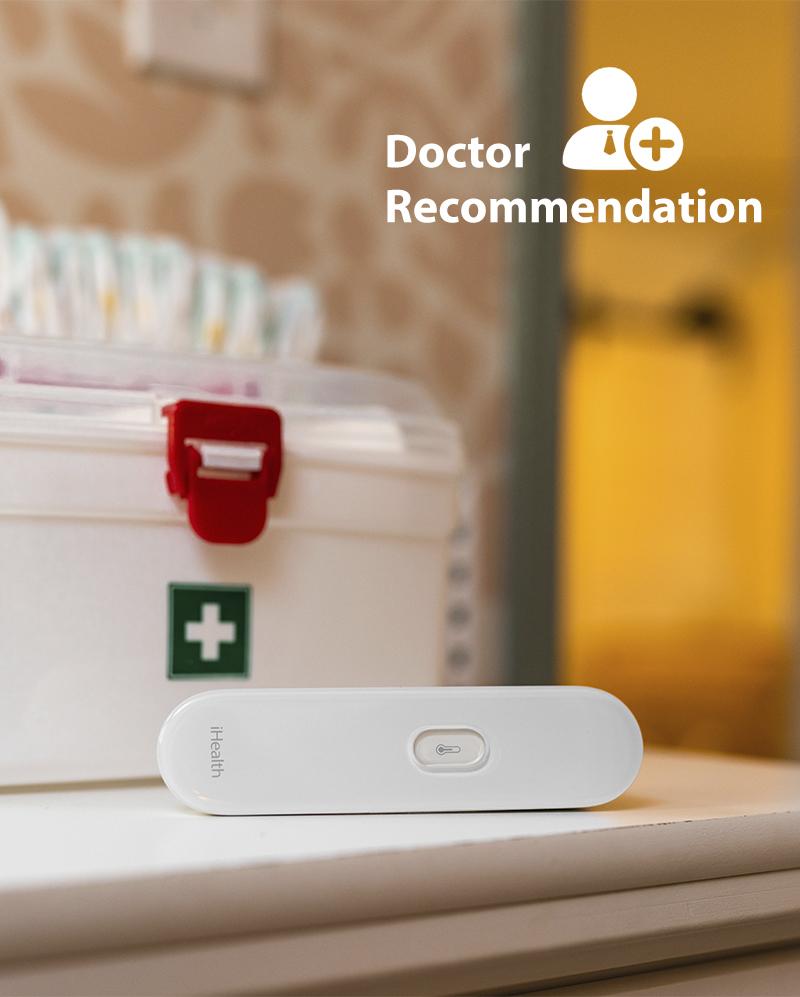 iHealth PT3 No-Touch Forehead Thermometer, 3 Ultra-Sensitive Sensors, Quiet Vibration Feedback, Large LED Digits, Accurate Thermometer Fever for Home Healthcare White