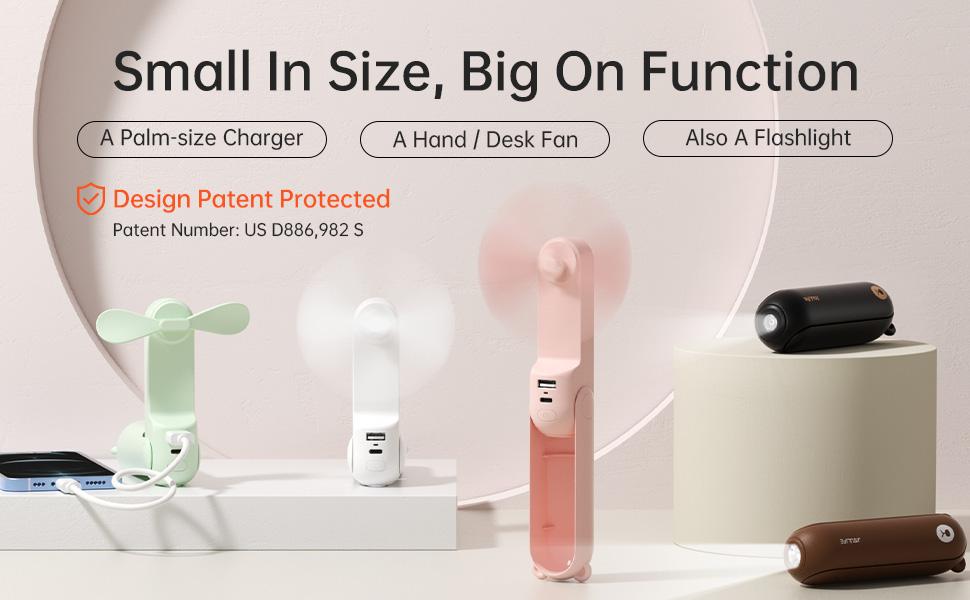 JISULIFE Portable Mini Fan, USB Rechargeable 4500mAh with Power Bank,Flashlight for Travel/Eyelash,Birthday Gifts for Women/Mom/Her/Girl portable mini