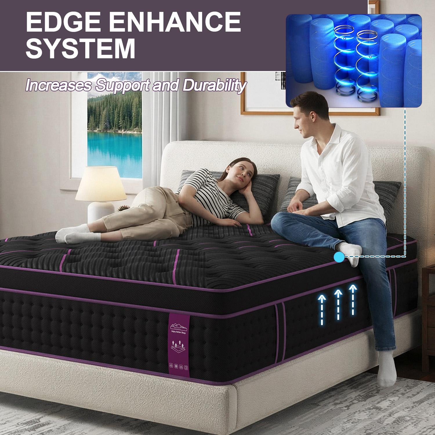 12/14 Inch Gel Memory Foam Mattress Hybrid Pocket Spring Twin Full Queen King Bed Mattress In A Box, Euro Top Medium Firm For Back & Lumbar Support, Individual Pocket Spring Bed For Motion Isolation & Fiberglass Free