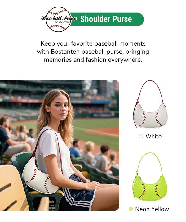 BOSTANTEN Baseball Shoulder Purses for Sport Baseball Mom Trendy Small Hobo Bag Vegan Leather Women Handbags for Daily Events