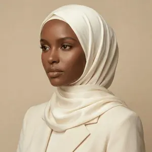 Luxe Elegance Satin Crinkle Hijab - Ivory
