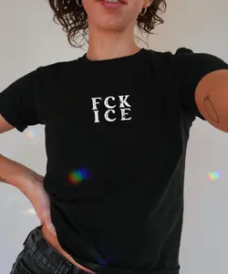 [Sale Up To 50%] Abolish ICE Baby Tee, FCK ice 90s Fit Crop Top, Anti-ICE Protest Shirt, Y2k Resistance Tee