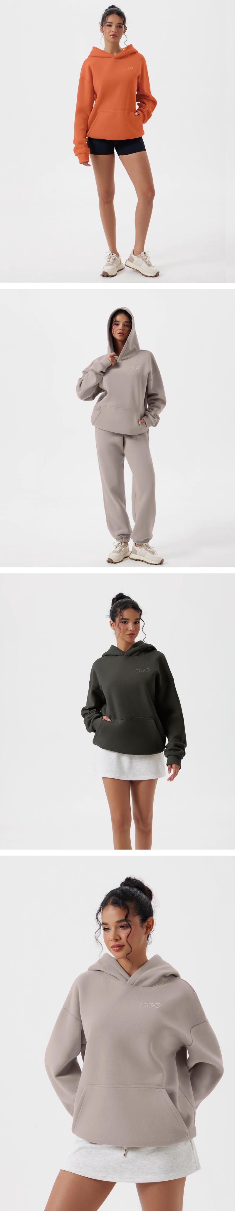 OQQ Women's Hooded Pullover Sweatshirt - Long Sleeve - Fashionable Fall/Winter Top with Front Pockets Design