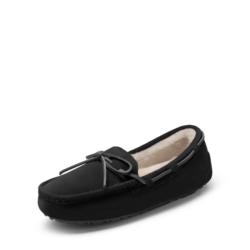 DREAM PAIRS Women's Leather-Suede Moccasin Slippers - Soft Faux Fur Lined, All Seasons Indoor Shoe for Women, Slippers For Women