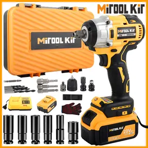 Professional 1/2 Inch Cordless Impact Wrench with 2 Li ion Batteries High Torque Electric Impact Gun for Continuous Automotive Repair and Tire Changing