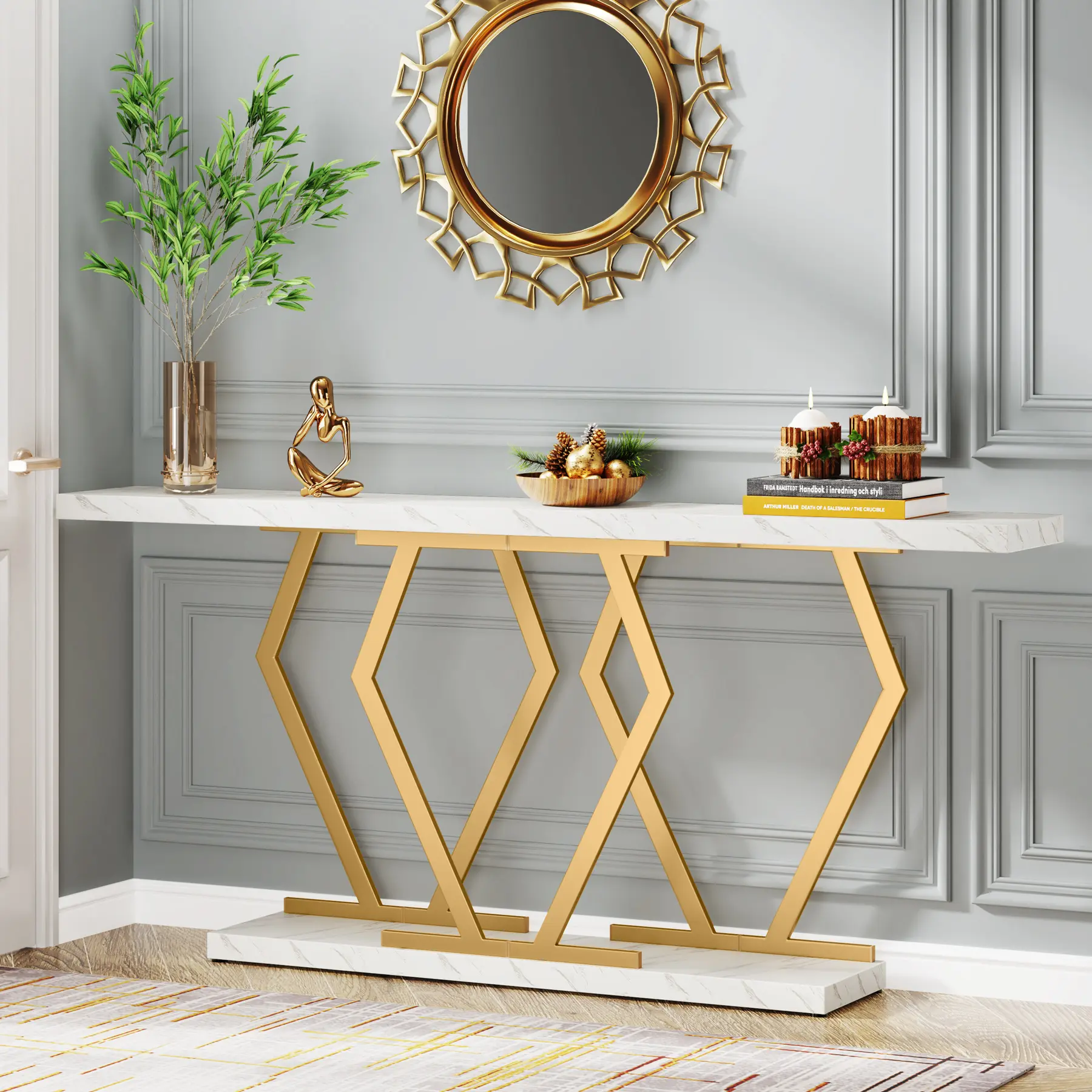 Tribesigns 70.9 Inch Extra Long Sofa Table, Modern Long Entryway Table with Metal Frame