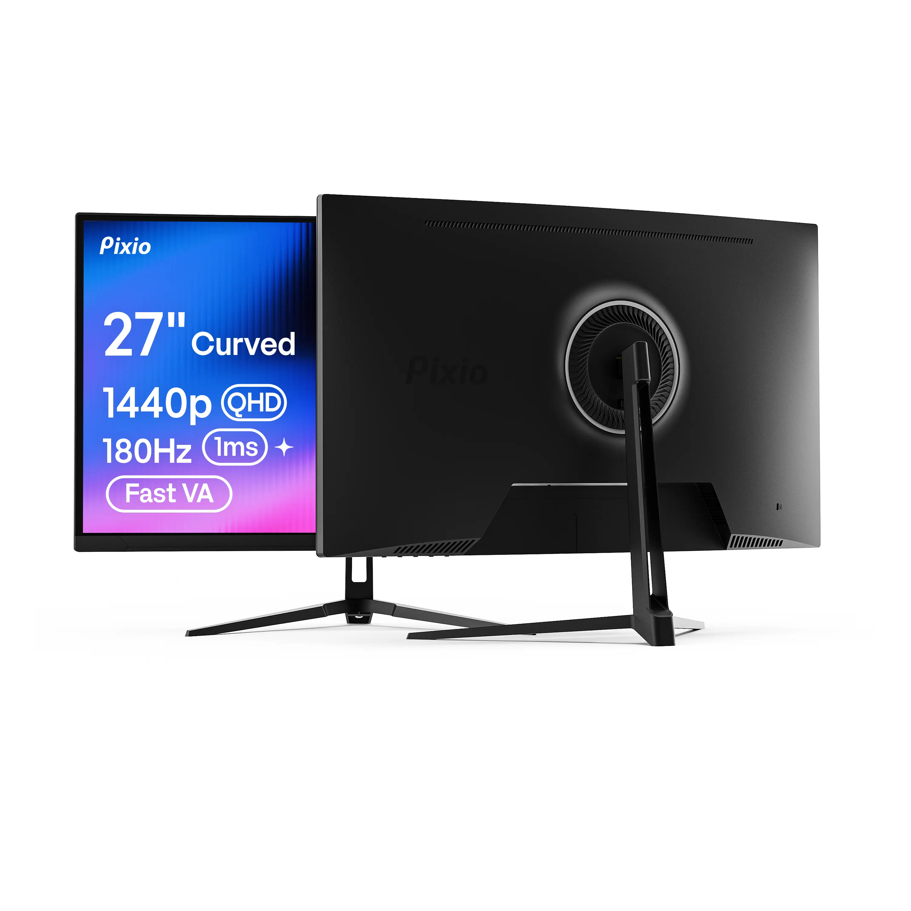 Pixio PXC278 Wave 27-inch (26-28inches) 180Hz QHD 1440p 1650R Curved Fast VA Panel Gaming Monitor, 1ms GTG Response Time, Adaptive Sync (FreeSync), High Dynamic Range (HDR), Bold Contrast, Immersive Display for PC/Laptop, Monitors, 1440P Crisp Edges