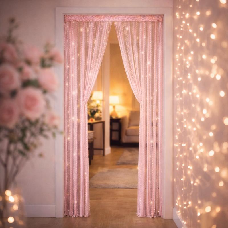 Door curtain, Sparkling Bead Curtain, Door Decoration, Sequined Bead Curtain, Open Wardrobe, Clothes Drying Curtain, Bohemian Syle Bead Curtain, Glittering Bead Curtain, Window Curtain, Girl's Room Decoration