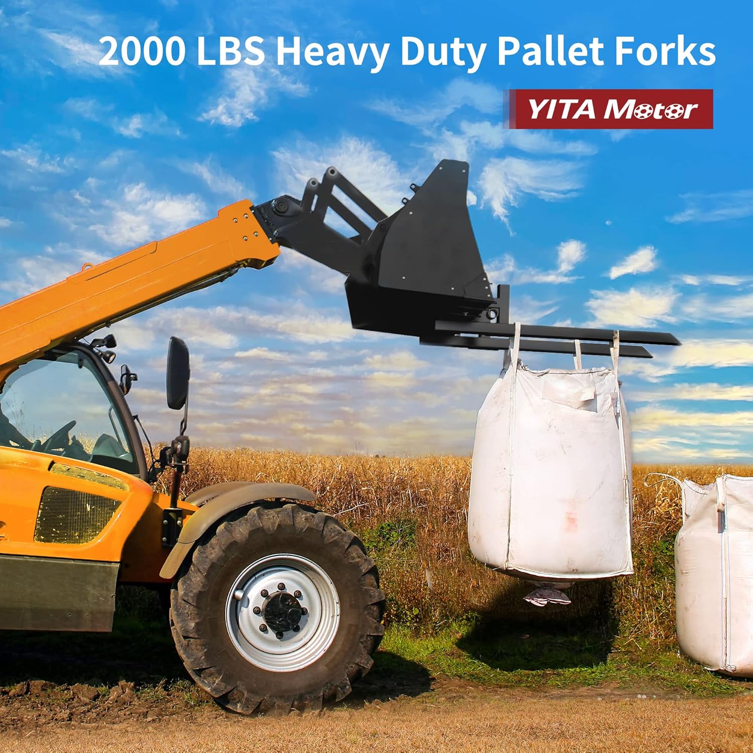YITAMOTOR 43" 2000LBS / 60" 4000LBS Clamp on Pallet Forks Heavy-Duty Tractor Forks Compatible Tractor Bucket Forks for Tractor Attachments, Skid Steer, Loader Bucket Durable YITAMOTOR 43" 2000LBS / 60" 4000LBS Clamp on Pallet Forks Heavy-Duty Tractor Forks Compatible Tractor Bucket Forks for Tractor Attachments, Skid Steer, Loader Bucket Durable