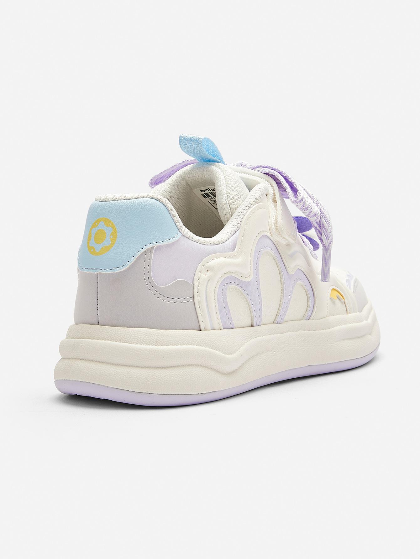 Balabala Girls' Sweet White Sneakers 2026 Low-Top Spring Trend Shoes with Cute 3D Floral Design & EVA Soft-Bounce Midsole