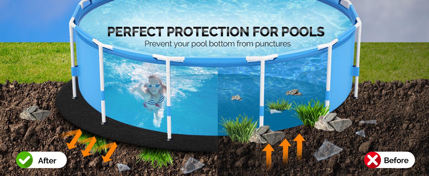 VINGLI 18 FT Round Pool Liner Pad for Above Ground Swimming Pools, Extra Thick Swimming Pool Liner, Prevent Punctures, Weed Barrier, Black