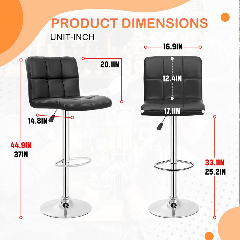 BestOffice Bar Stools Set of 2, Adjustable PU Leather Swivel Barstools, Modern Counter Stools with Back and Footrest, Counter Height Barstools for Bar, Kitchen and Dining Room BestOffice Bar Stools Set of 2, Adjustable PU Leather Swivel Barstools, Modern Counter Stools with Back and Footrest, Counter Height Barstools for Bar, Kitchen and Dining Room