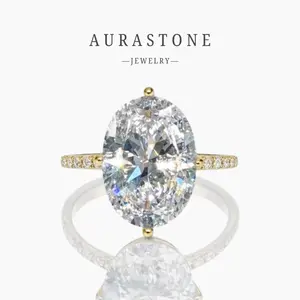 【#64 OV】 S925 Sterling Silver 17 Carat Oval Cut Lab Created Gemstone Vacation Matching Luxury Women's Engagement Proposal Ring