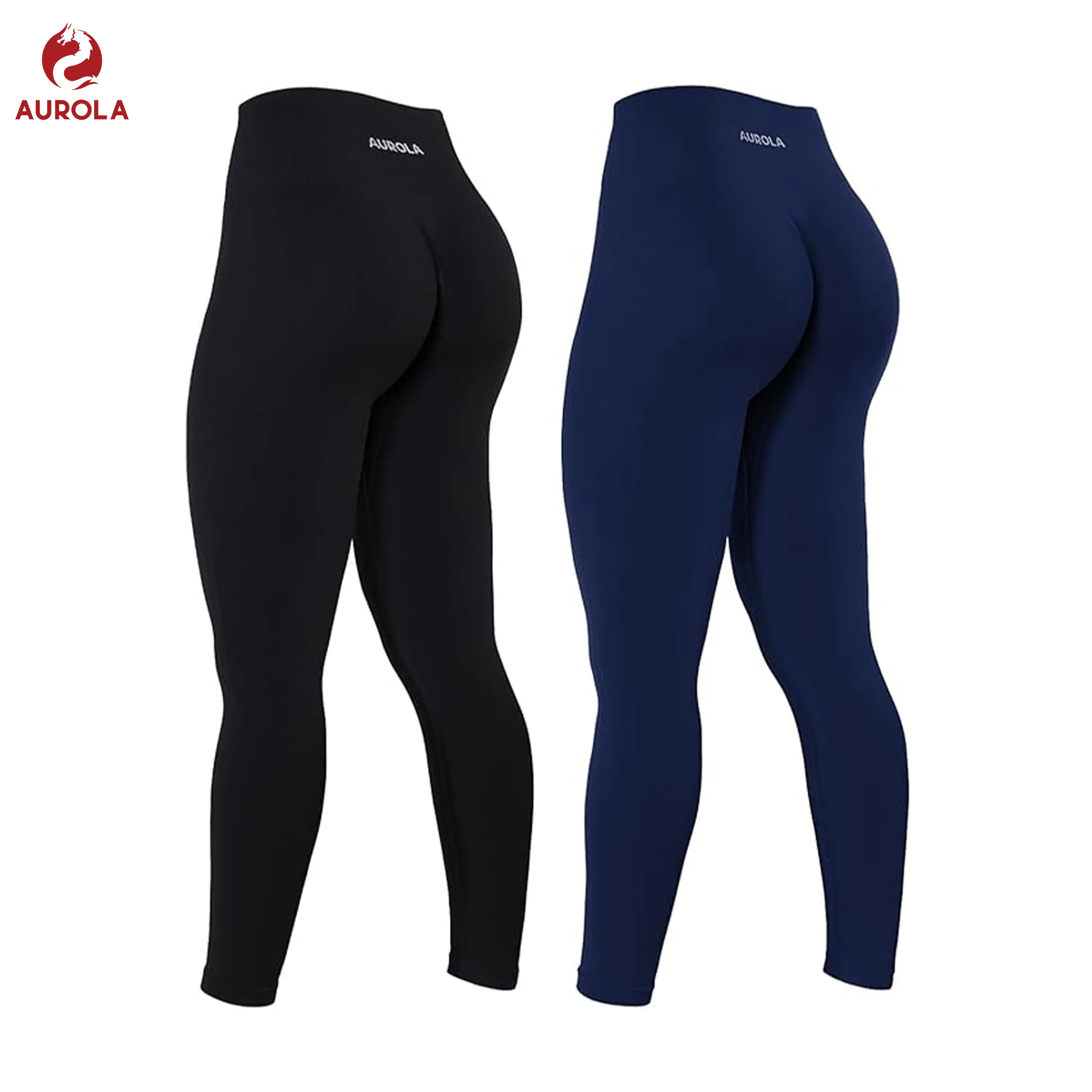 AUROLA 2 Pieces Set Power Workout Leggings for Women Tummy Control Squat Proof Ribbed Thick Seamless Scrunch Active Pants tiktokshopbacktoschool
