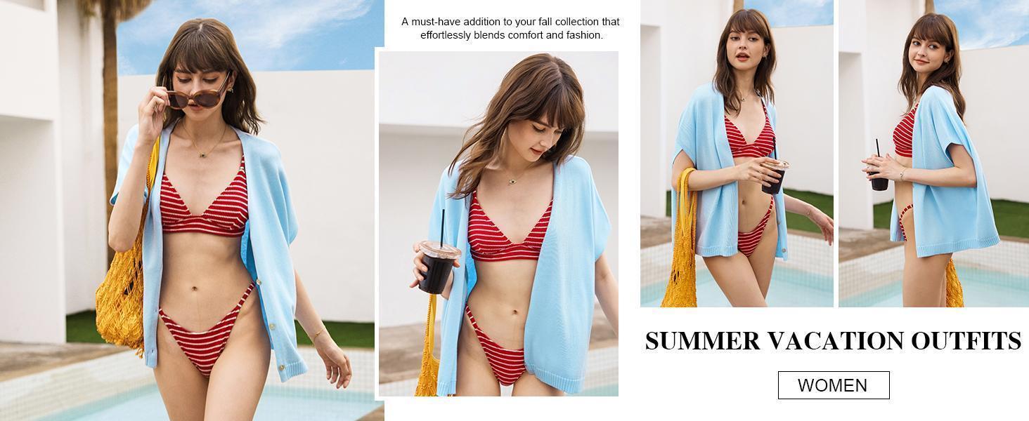 Imily Bela Womens Summer Oversized Cardigans Batwing Short Sleeve Lightweight Button V Neck Casual Knit Sweater Tops