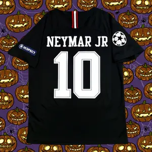 18-19second away black#10 Neymar short sleeve breathable soccer jersey fan version