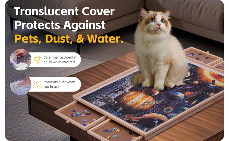 1000 Pieces Rotating & Tilting 2-in-1 Puzzle Board 22" x 30" with 4 Drawers 1 White Puzzle Mat 1 Lazy Susan , Wooden Portable Storage Jigsaw Puzzle Table with Handle Ideal Gift，Spinning Tilting Portable Jigsaw Puzzle Table for Adults Professional Puzzle