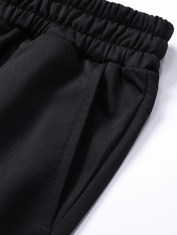 Men's Baseball Collar Casual Set 2-Piece Fashion Zipper Jacket & Drawstring Sweatpants Minimalist Trendy Design with Galloping Horse Print Ideal for Sports & Everyday Wear