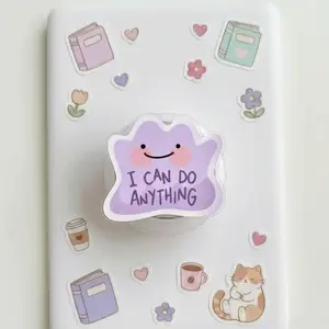 Cute Purple Ditto Inspired Phone Grip, I Can Do Anything Griptok, Kawaii Motivational Phone Stand, Aesthetic Tech Accessory, Gift for Students, Positive Affirmation Phone Holder, Pastel Art