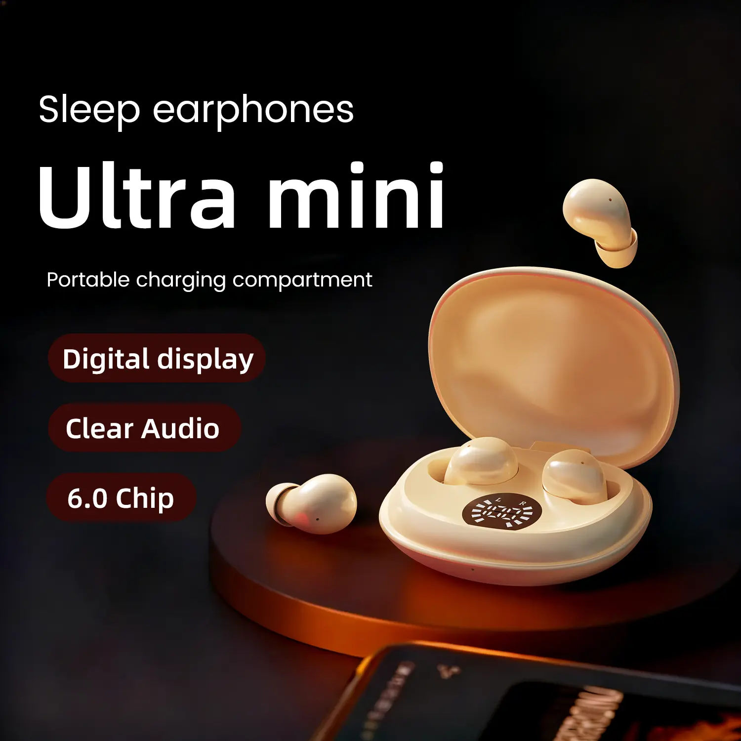 Ultra Mini In-Ear Wireless Bluetooth 6.0 Earbuds - Discreet Electronic Audio Headphones for Side Sleepers, , Smart Noise Cancellation, HD Stereo  Large-Capacity Battery, Pc/Laptop long wear sleep quality touch operation immersive sound invisible earphones
