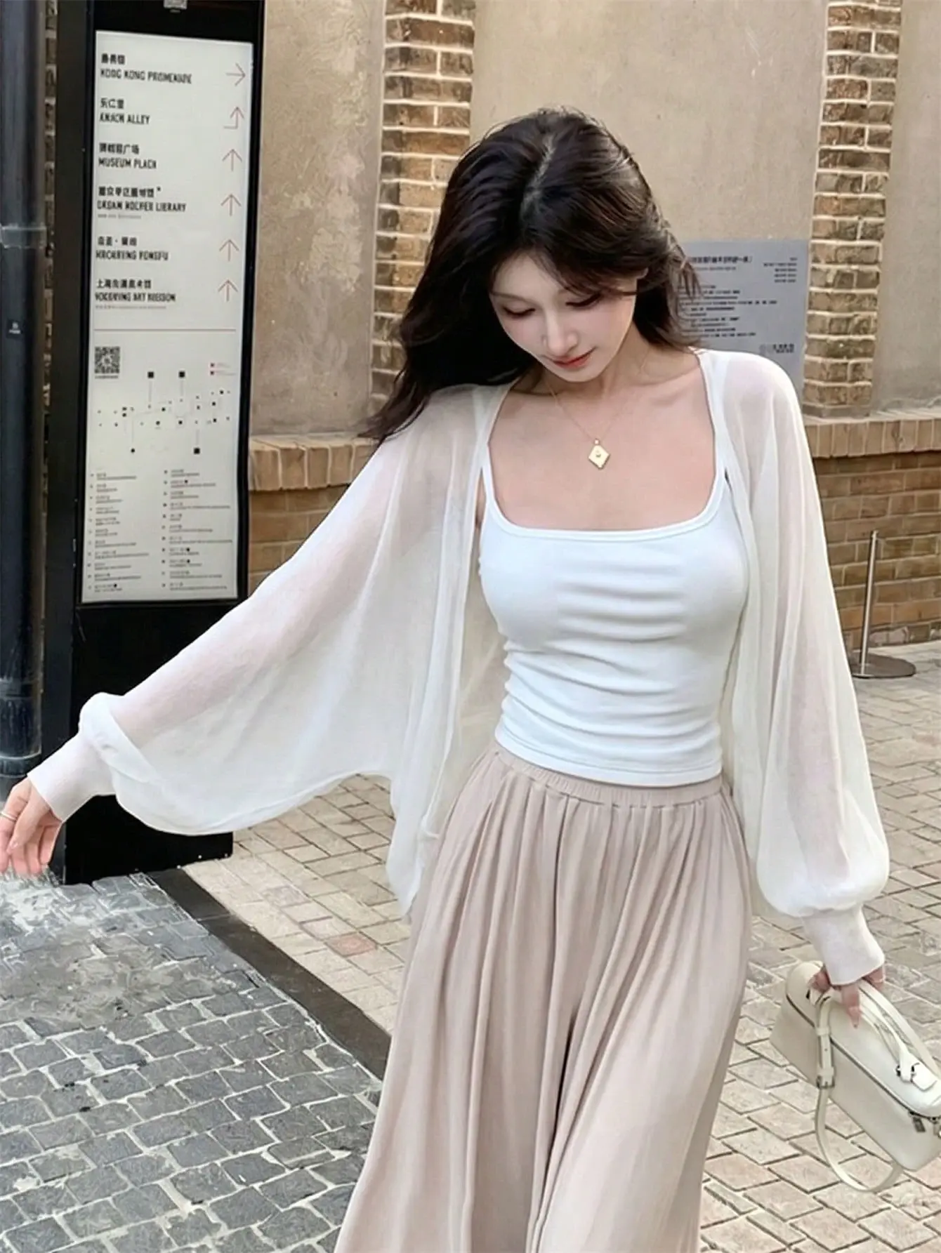 LALUZ Sheer Thin Cardigan Shawl Loose Knit Sweater For Women Casual Batwing Sleeve Open Front Lightweight Summer Kimono Top Beach Outfit