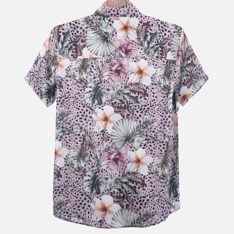 La Amrca Unisex ShortSleeve Menswear Hawaiian Shirt Silky Soft