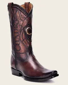 Mens Cuadra Western Engraved Brown Bovine Leather Boot