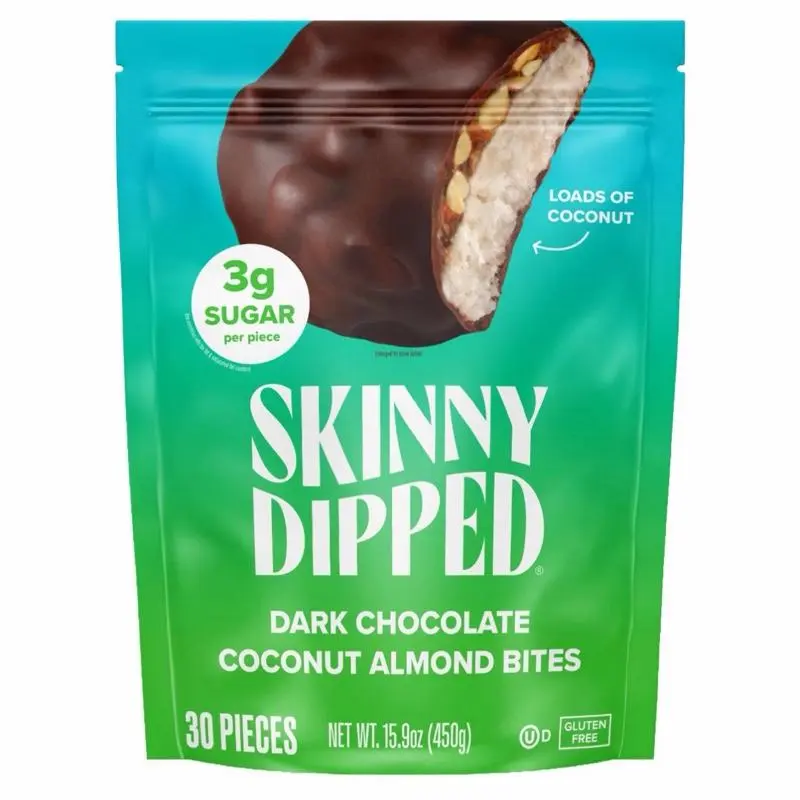 Skinny Dipped Dark Chocolate-Covered Coconut Almond Bites, 30-Count Snack Packs